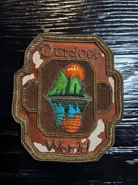 Vintage Embroidered Gold Metallic Brooch Badge